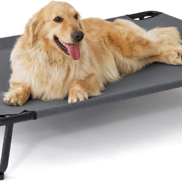 MADE 4 PETS Elevated Outdoor Dog Bed for Extral Large Dogs  Heavy-Duty Raised Cot with Breathable Cooling Mesh, No-Slip Feet, Chew-Resistant Frame, Indoor & Outdoor Pet Hammock, 49"x32", Gray