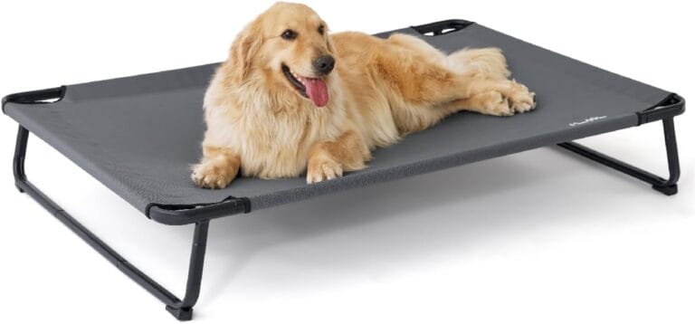 MADE 4 PETS Elevated Outdoor Dog Bed for Extral Large Dogs  Heavy-Duty Raised Cot with Breathable Cooling Mesh, No-Slip Feet, Chew-Resistant Frame, Indoor & Outdoor Pet Hammock, 49"x32", Gray