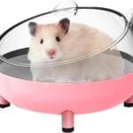 Meow&Woof Hamster Sand Bath Container, Large Sandbox Toilet Gerbil Batheoom, Tiny Chinchilla Dust Bathtub Sand Bath Box for Hamster Cage Accessories 6.5 Inch-Pink