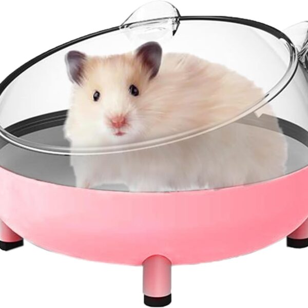 Meow&Woof Hamster Sand Bath Container, Large Sandbox Toilet Gerbil Batheoom, Tiny Chinchilla Dust Bathtub Sand Bath Box for Hamster Cage Accessories 6.5 Inch-Pink