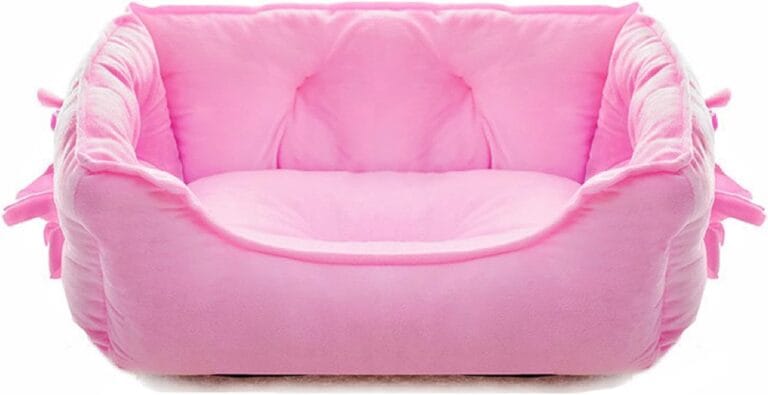 pawstrip Cute Princess Dog Bed Pink Puppy Bed for Small Dogs Breathable Cat Couch Bowknot Pet Cushion Comfortable Kitten Nest Girl Doggy Sofa, Waterproof Bottom (Pink)