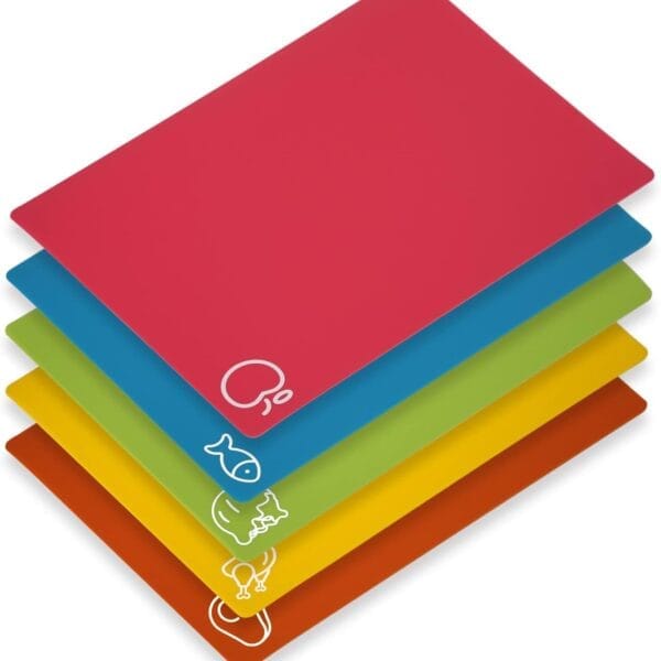 5 Pieces Flexible Cutting Boards, BPA Free Plastic Cutting Boards for Kitchen, Non Slip Cutting Mat for Meat and Vegetables, Thanksgiving