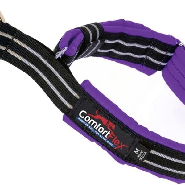 ComfortFlex Martingale Collar for Dogs - Made in The USA - 1.5" Wide, Reflective, Adjustable, Fully Padded Nylon, Gentle Control, Escape-Proof, Limited Slip Design, Medium, Purple