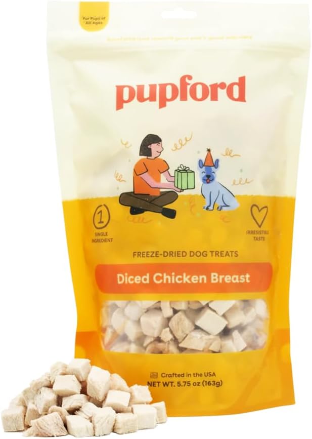 Pupford Freeze Dried Chicken Breast Treat for Dogs & Puppies - Healthy, Natural, Single Ingredient Dog Treats - Made in USA (5.75 oz) Pupford Freeze Dried Chicken Breast Treat for Dogs & Puppies - Healthy, Natural, Single Ingredient Dog Treats - Made in USA (5.75 oz)