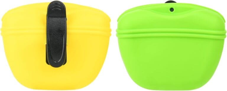 Cosmos 2 Pcs Pet Treat Bag Dog Training Pouch Silicone Portable Pet Training Container Dog Treat Holder with Buckle Closure and Waist Clip Dog Treat Pouches for Pet Training