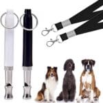 2 Pack dog whistle, dog training whistle, Adjustable Ultrasonic Silent Dog Whistle, Dog Whistle to Stop Barking Neighbors Dog, Professional Recall Dog Training Whistles. (Black and White with lanyard)