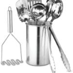 Avador Premium Set of 10 Stainless Steel Kitchen Tool Set with Holder Easy To Clean, Space Saving, Great for Cooking, Baking, Prepping
