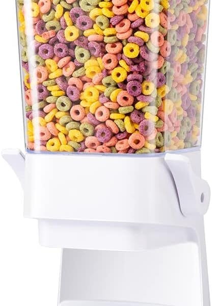 Cereal Dispenser Countertop with lids, 5L Organization and Storage Containers for Kitchen and pantry, Plastic Containers for food, Cereal, Rice, Beans, Grains, Nuts, Oatmeal, Pet food, White, 1Pc