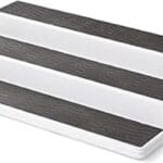 Copco 3-Tier Non-Skid Spice Rack Organizer for Kitchen Cabinet or Pantry, 15-Inch Tiered Shelf, White/Gray, Slip-Resistant Design for Jars and Bottles