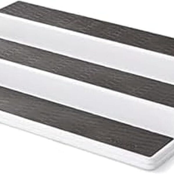 Copco 3-Tier Non-Skid Spice Rack Organizer for Kitchen Cabinet or Pantry, 15-Inch Tiered Shelf, White/Gray, Slip-Resistant Design for Jars and Bottles