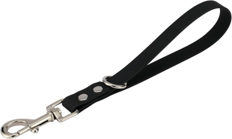 Short Dog Leash - 9 Inch Dogs Lead Grab Tab Heavy Duty Waterproof PVC Dog Training Traffic Leashes for Safety Control Behavior Correction Hiking Backup & All Breeds (Black, 9'')