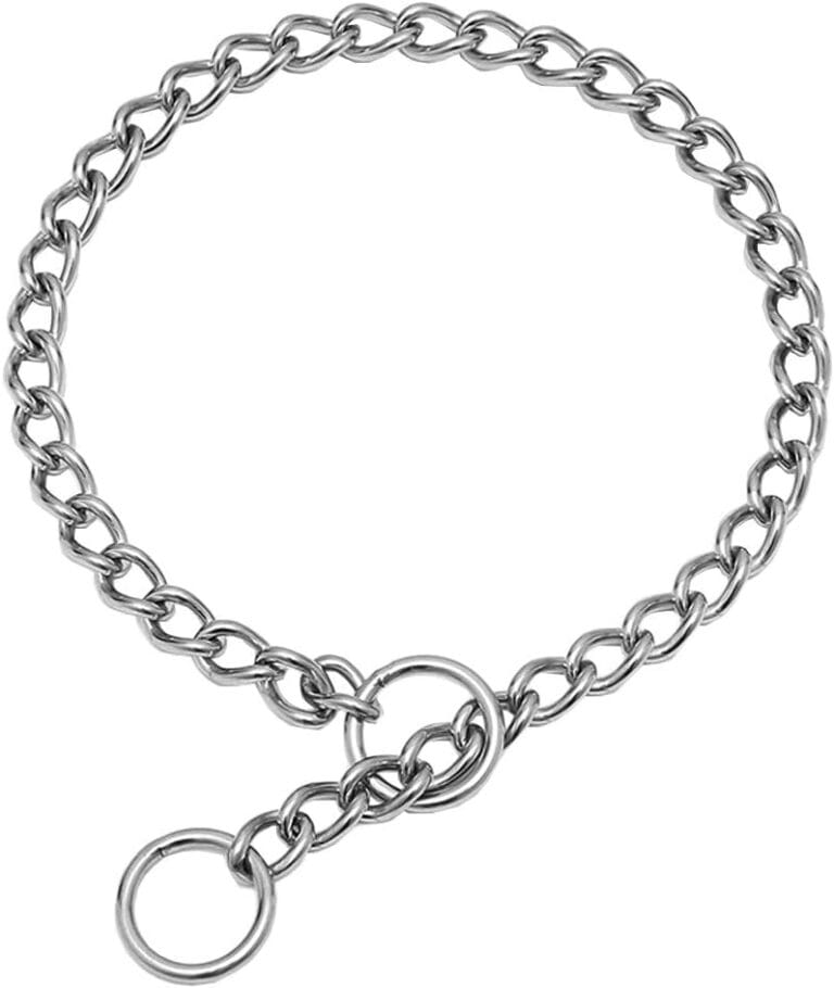 SGODA Chain Dog Training Choke Collar, 304 Stainless Steel, Total Length 20 in, 2.5 mm