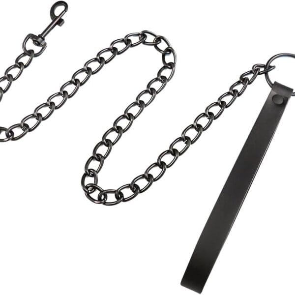 PU Leather Sexy Leash Choker Leash Couple Cosplay Leash Goth Punk Leash Small Pet Chain Leash for Small Dogs Black