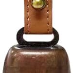 TSJ Dog Cat Collar Bell with Leather Button Strap Pet Collar Accessories Collar Charm Pendant Pet Tracker Anti-Lost Training Bells for Collars, Red Bronze