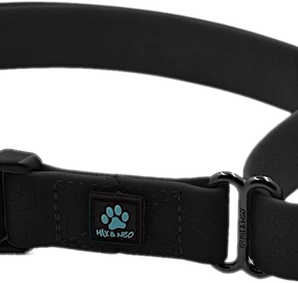 Max and Neo Waterproof Martingale Dog Collar - We Donate a Collar to a Dog Rescue for Every Collar Sold (Large, Black)