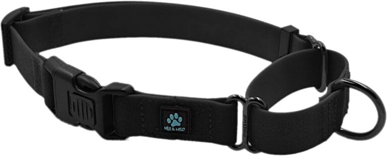 Max and Neo Waterproof Martingale Dog Collar - We Donate a Collar to a Dog Rescue for Every Collar Sold (Large, Black)