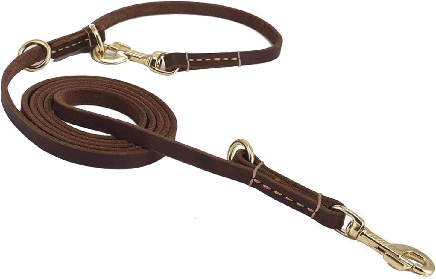 Multi Function 8ft Leather Dog Leash, Genuine Leather Hands Free Leash for Small, Medium and Large Dogs Multi Function 8ft Leather Dog Leash, Genuine Leather Hands Free Leash for Small, Medium and Large Dogs