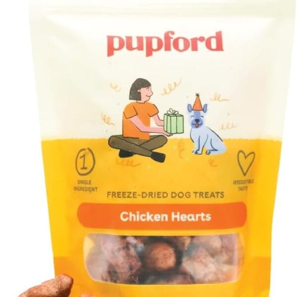 Pupford Freeze Dried Chicken Hearts Treat for Dogs & Puppies - Healthy, Natural, Single Ingredient Dog Treats - Made in USA (2.75 oz)