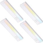 TORCHSTAR 12 Inch LED Under Cabinet Lighting 5CCT, 8W 600LM, Hardwired & Plug-in, 5 Color Selectable CRI90 120V ETL T24 Listed Dimmable Under Counter Lights for Kitchen, White Aluminum Housing, 4 Pack