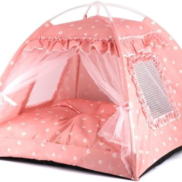 pawstrip Dog Tent Indoor Cat House Pink Puppy Bed Portable Pet Teepe Princess Dog Camping Tent Outdoor Kitten Houses Cute Bunny Nest Girl Kitty Cave