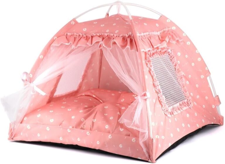 pawstrip Dog Tent Indoor Cat House Pink Puppy Bed Portable Pet Teepe Princess Dog Camping Tent Outdoor Kitten Houses Cute Bunny Nest Girl Kitty Cave