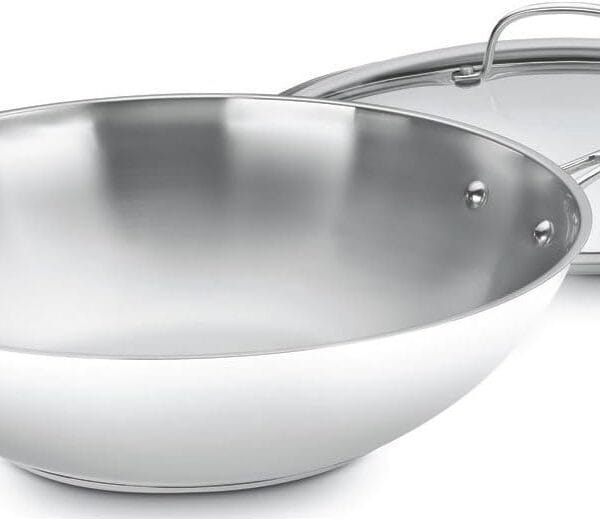 Cuisinart 14-Inch Stir-Fry Pan, Helper Handle and Glass Cover, Chef's Classic Stainless Steel, 726-38H