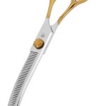 Curved Thinning Shears Professional Dog Curved 7.5 in Thinning Scissors Ergonomic Handle Design for thinning shears dogs Medium & Large Face and Paws