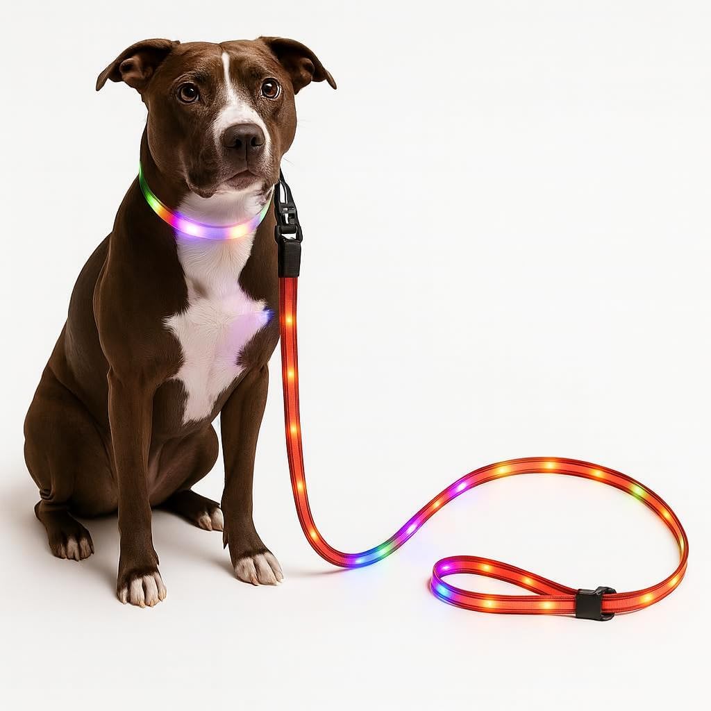 LED Dog Leash - 6ft Light-Up for Evening Walks - High-Visibility LED Lighted Dog Lead for Safety & Peace of Mind - New Version! LED Dog Leash - 6ft Light-Up for Evening Walks - High-Visibility LED Lighted Dog Lead for Safety & Peace of Mind - New Version!