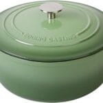 Enameled Cast Iron Dutch Oven Pot With Lid, 5.5 Quart, for Bread Baking, Cooking, Pistachio Green