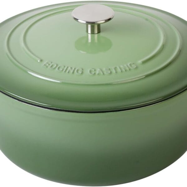 Enameled Cast Iron Dutch Oven Pot With Lid, 5.5 Quart, for Bread Baking, Cooking, Pistachio Green