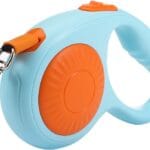 Retractable Dog Leash for Small Medium Dogs with Anti-Slip Soft Grip, 360 Tangle Free, 10 ft Strong Nylon Tape, One-Handed Brake, Pause, Lock (Orange)