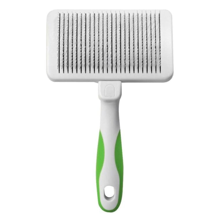 Andis 40160 Self-Cleaning Animal Slicker Brush - Grooming Brush for Pet Deshedding Fur - Reduces Shedding Up to 90%, Removes Tangles, Dirt & Loose Hair - Ideal Gift for Pet Lovers  White,Silver Small
