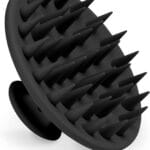 Silicone Scalp Massager Shampoo Brush, Scalp Brush for Hair Growth & Dandruff Removal, Hair Scrubber Scalp Stimulator Exfoliator Brush with Soft Bristles for Wet Dry Scalp Care (Black)