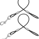 Xindojuz 2 PCS Chew Proof Dog Leash Extender for Training, Retractable Dog Leashes Heavy Duty for Small Dogs, No Tangle Multiple Two Dogs Leashes for Collars & Harnesses (Black, 15.75 Inch/40 cm)