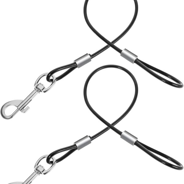 Xindojuz 2 PCS Chew Proof Dog Leash Extender for Training, Retractable Dog Leashes Heavy Duty for Small Dogs, No Tangle Multiple Two Dogs Leashes for Collars & Harnesses (Black, 15.75 Inch/40 cm)