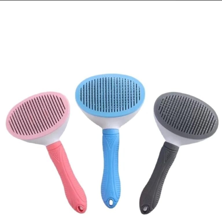 Darvey Self-Cleaning Slicker Brush for Dogs & Cats  Gentle Pet Grooming Brush for Shedding, Massaging & Detangling  Lightweight Hair Remover for Small Pets, Rabbits & All Hair Types (Blue)