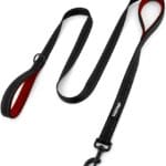 Heavy Duty Double Handle Dog Leash 6 ft Long for Total Control, Padded 2 Handle, Reflective Training Lead for Medium Large Dogs (Black, 6 FT)