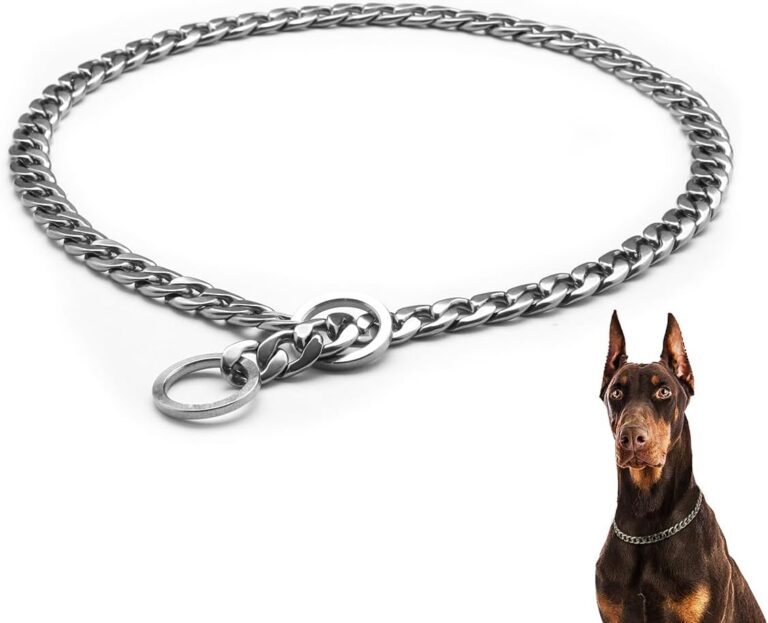 Luxury Flat Chain Design Professional Training Chain Collar, Stainless Steel Dog Training Collar, Professional Flat Chain Design, Mirror Polished (Medium20in x 3mm(Neck max 18in))
