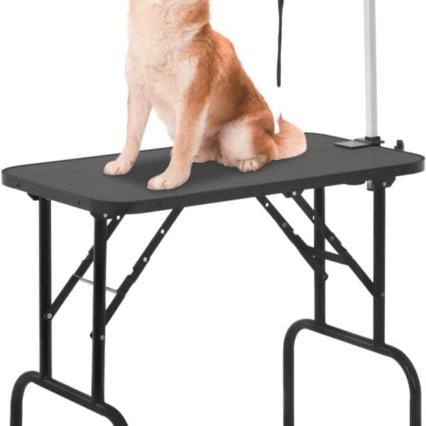 BestPet 32in 36in Dog Grooming Table Foldable Home Pet Bathing Station with Adjustable Height Portable Drying Table with Arm Noose for Medium Small Dogs (32 Inch)