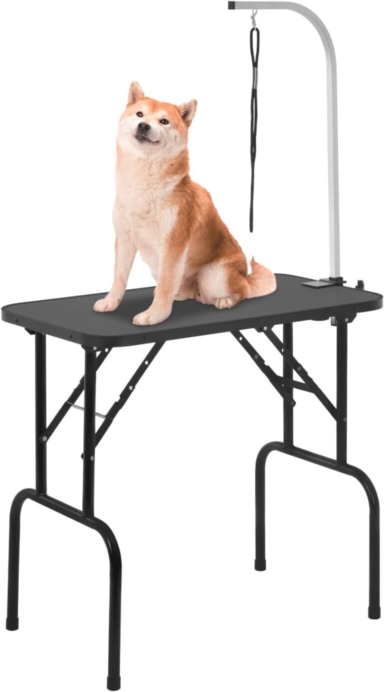 BestPet 32in 36in Dog Grooming Table Foldable Home Pet Bathing Station with Adjustable Height Portable Drying Table with Arm Noose for Medium Small Dogs (32 Inch)