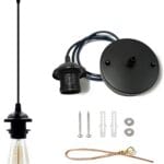 Industrial Mini Pendant Light Kit, Edison Retro Pendant, UL E26 Lamp Socket Vintage Pendant Light Cord, Mini Ceiling Hanging Light Fixtures, Adjustable Hanging Light Kit for KitchenBlack