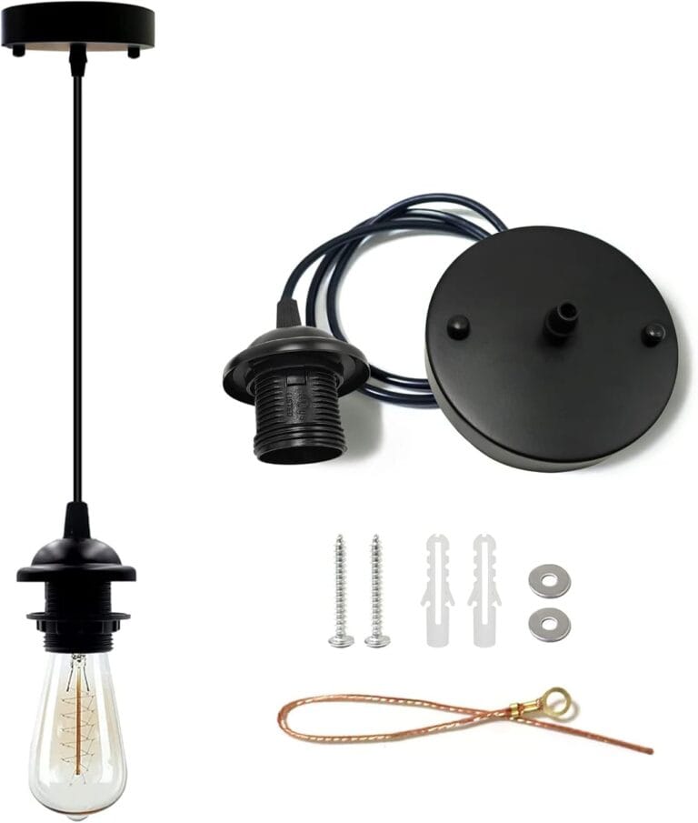 Industrial Mini Pendant Light Kit, Edison Retro Pendant, UL E26 Lamp Socket Vintage Pendant Light Cord, Mini Ceiling Hanging Light Fixtures, Adjustable Hanging Light Kit for KitchenBlack