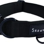ShawnCo Basecamp Dog Collar- Premium, Adjustable, Heavy-Duty Nylon Tactical Dog Collar with Metal Buckle for Medium and Large Dogs (Midnight, M)
