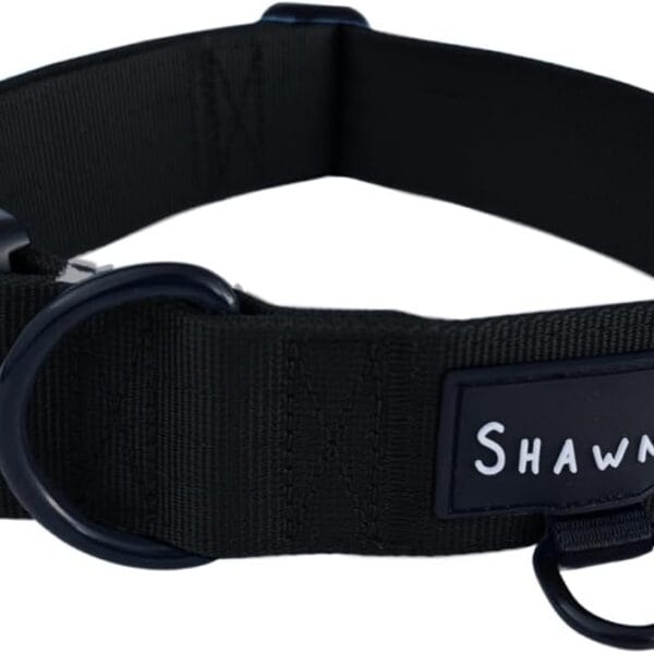 ShawnCo Basecamp Dog Collar- Premium, Adjustable, Heavy-Duty Nylon Tactical Dog Collar with Metal Buckle for Medium and Large Dogs (Midnight, M)