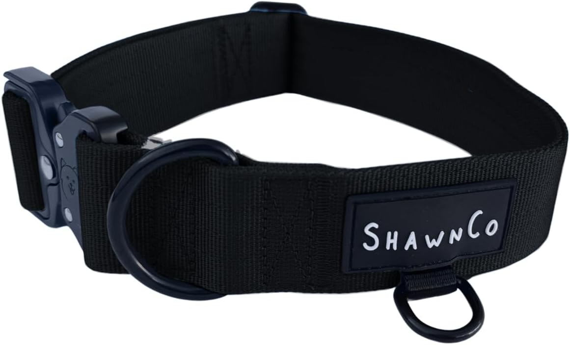 ShawnCo Basecamp Dog Collar- Premium, Adjustable, Heavy-Duty Nylon Tactical Dog Collar with Metal Buckle for Medium and Large Dogs (Midnight, M) ShawnCo Basecamp Dog Collar- Premium, Adjustable, Heavy-Duty Nylon Tactical Dog Collar with Metal Buckle for Medium and Large Dogs (Midnight, M)