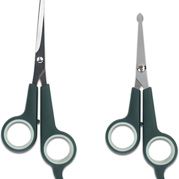 2-Pieces Professional Dog and Cat Grooming Scissors, Pet Trimming Shears, Sharp Stainless Steel Blades with Rounded Tips - Safe Fur Cutting for Dogs, Cats, Horses