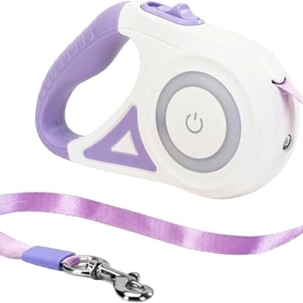 Best Dog Supplies Luminous Retractable Dog Leash with Front Safety Led Light - 360Tangle-Free Training Leash for Ultimum Freedom with Anti Slip Handle Dogs & Cats - Purple 5M/16ft