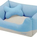 Blueberry Pet Fully Removable Washable Dog Bed, Heavy Duty Pet Bed w/Durable YKK Zippers, 25" x 21" x 10", 6 Lbs, Baby Blue & Beige Color-Block Beds for Cats & Dogs