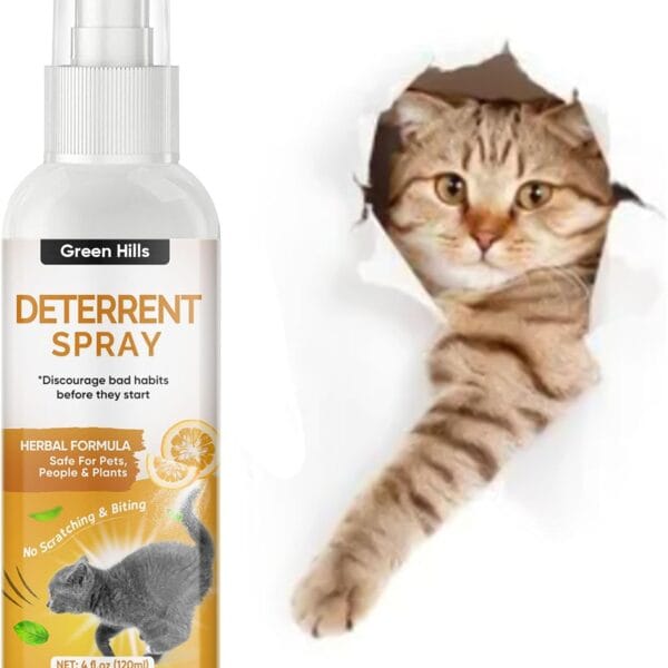 Green Hills Cat Deterrent Spray,Anti-Scratch Deterrent for Furniture, Sofas, Rugs, Curtains,Indoor & Outdoor Cat Repellent Spray,120ML