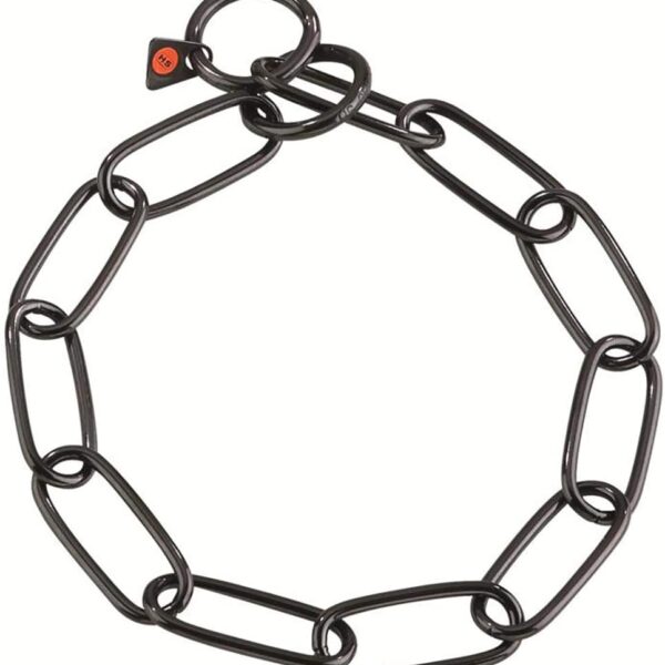 Herm Sprenger Black Stainless Steel Long Link Fur Saver Dog Training Collar | No-Pull Slip Chain for Small Medium Large Dogs for Easy Control Made in Germany | 4mm, 54cm (21in)